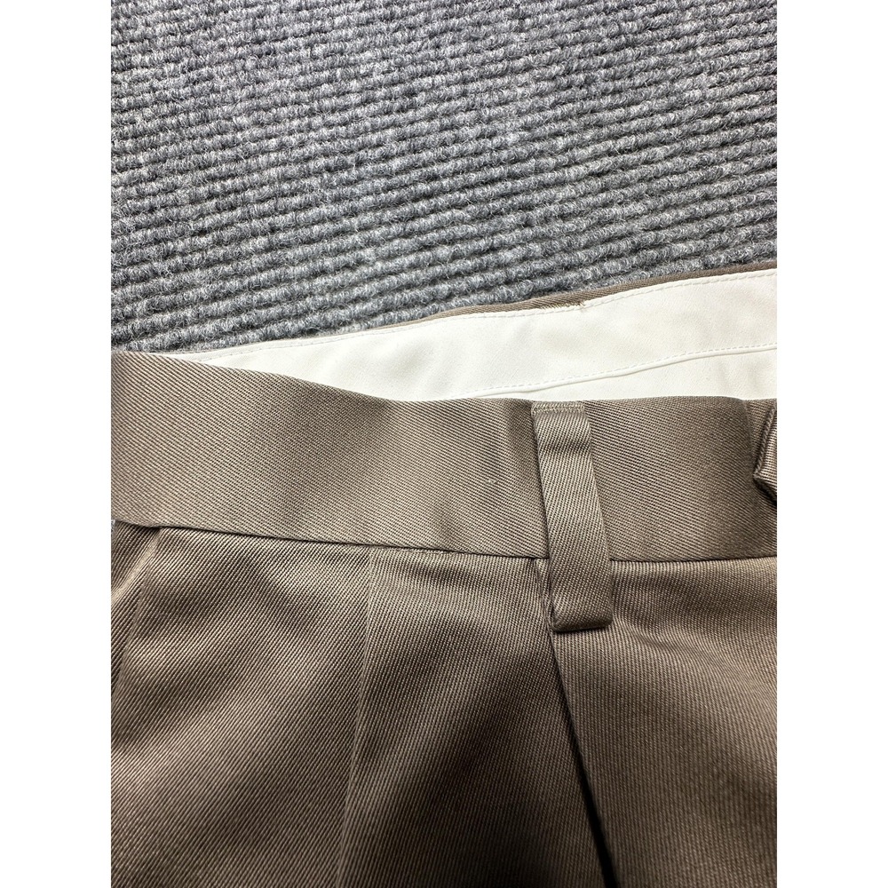 Roundtree & Yorke Dress Pants Mens 36x30* Brown Cotton Pleated Cuffed Chino - Picture 8 of 8